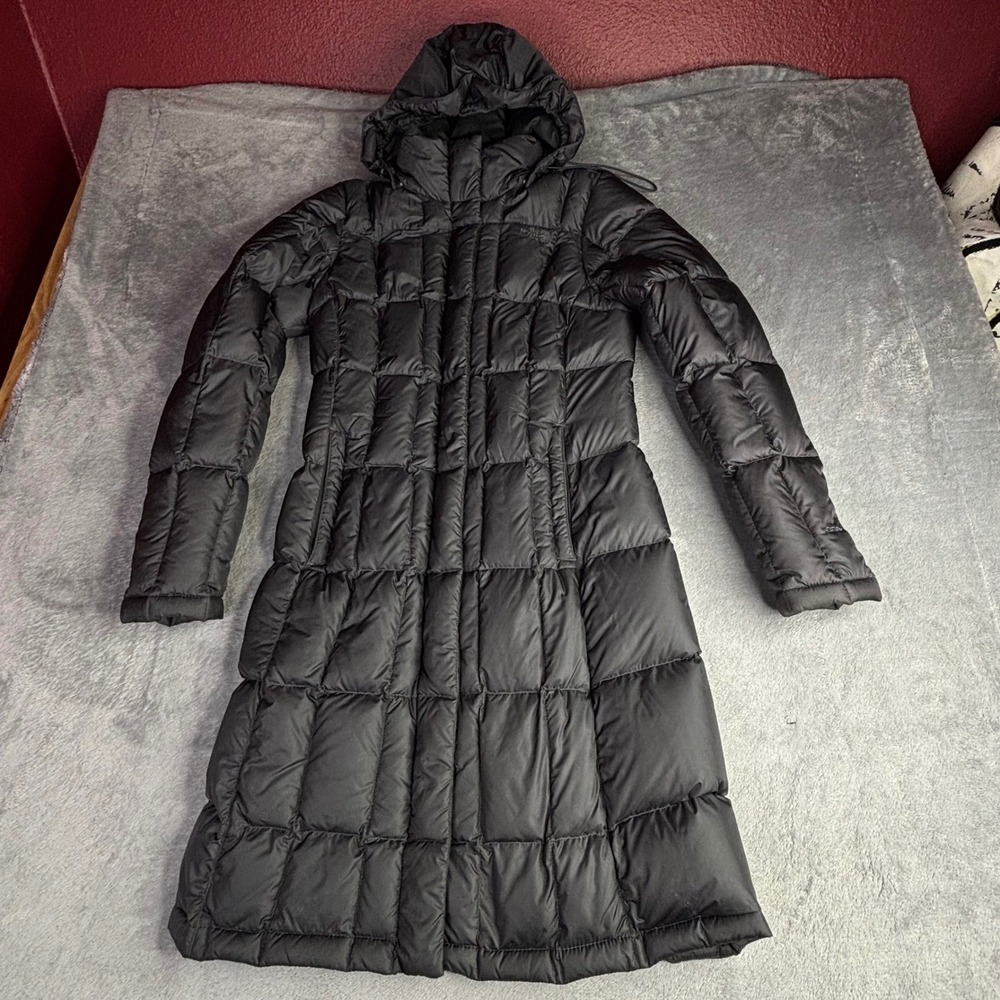 The North Face Metropolis Parka Women XS Black 550 Down Quilted Hooded Long Coat